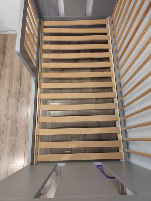 Łóżeczko grafitowe 120x60 PAULINE Z MATERACEM