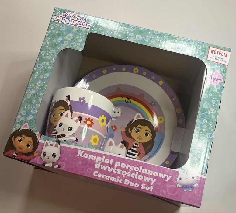 Komplet porcelanowy Koci Domek Gabi kubek i talerzyk