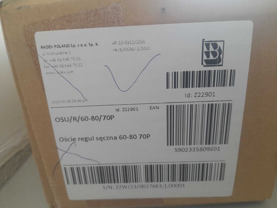 Ościeżnica regulowana Radex - prawa 60-80mm na drzwi 70 cm