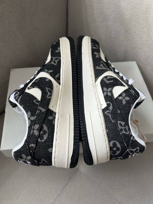 Buty Air Force 1 "LV Monogram Custom" – Czarno-białe – Rozmiar 38