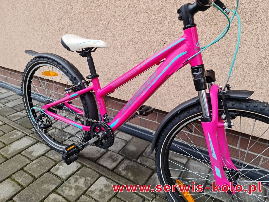 Rower dziecięcy dziewczęcy MERIDA koła 24 SHIMANO aluminium rabat