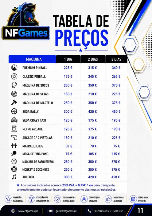 Aluguer Pinball, Sega Rally, Matraquilhos, Setas, Martelo e Arcades para Eventos | Porto