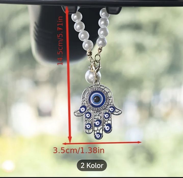 Złota  Zawieszka z perły do samochodu Ręka Facimy