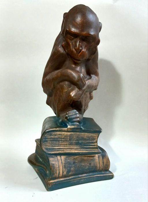 Винтажная большая керамическая копилка Обезьяна Дарвина 37 см