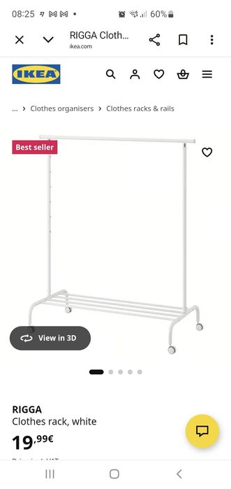 Rigga clothes rack, Suporte p/cabides, branco