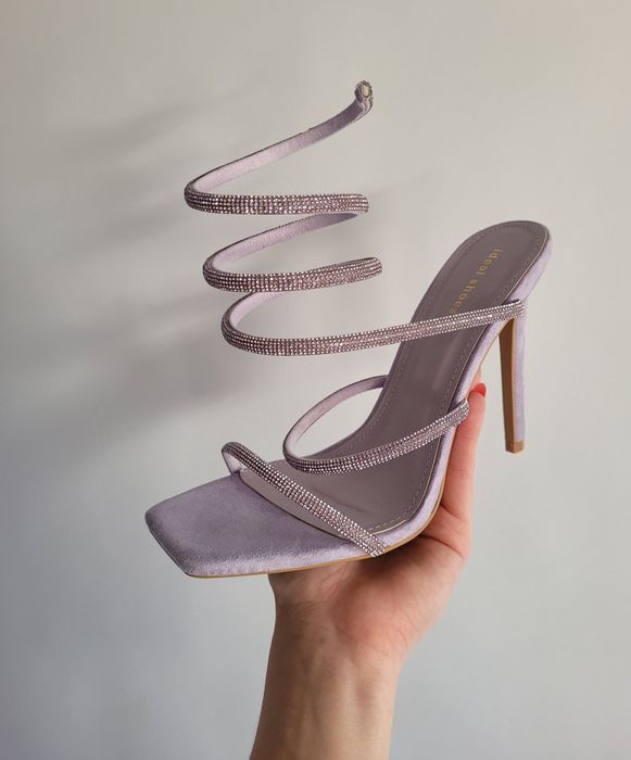 Nowe fioletowe liliowe sandałki na obcasie szpilki czółenka 40