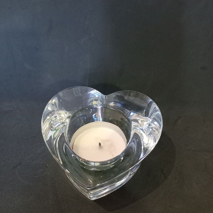 Porta velas cristal em forma de coração