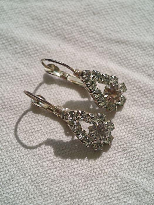 Srebrne kolczyki vintage z kryształkami