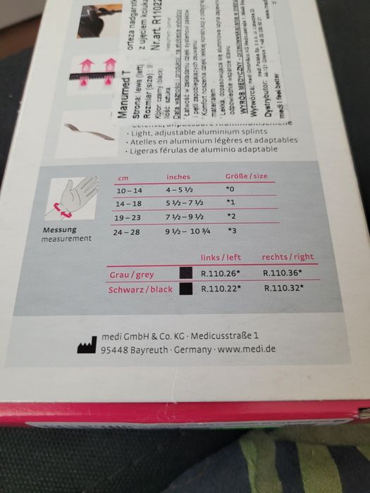 Orteza nadgarstka Medi Manumed T