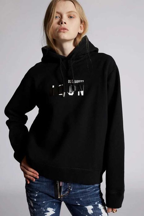 Dsquared2 bluza z kapturem Tape Hoodie czarna oryginal rozmiar M/L