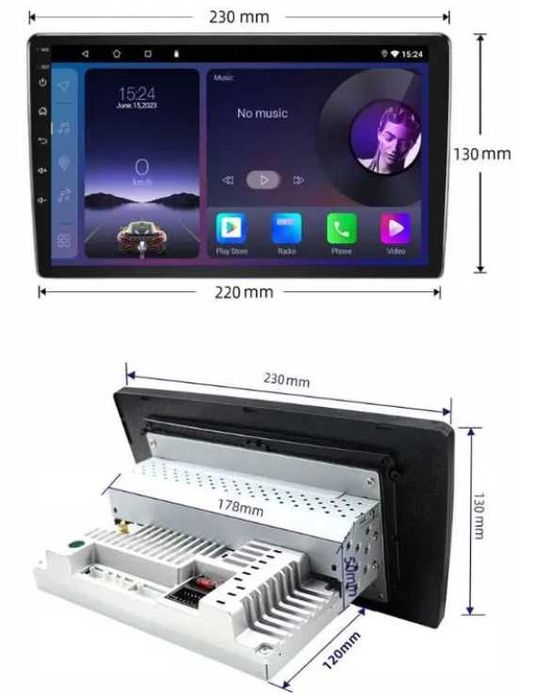 ANDROID 14- 4/32 GB Carplay Android auto GPS USB wifi BT RDS 1 DIN 9"