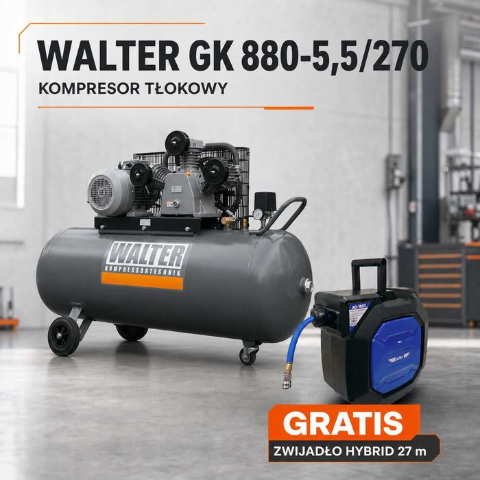 Kompresor Tłokowy Sprężarka Tłokowa WALTER GK 880-5,5/270 GRATIS