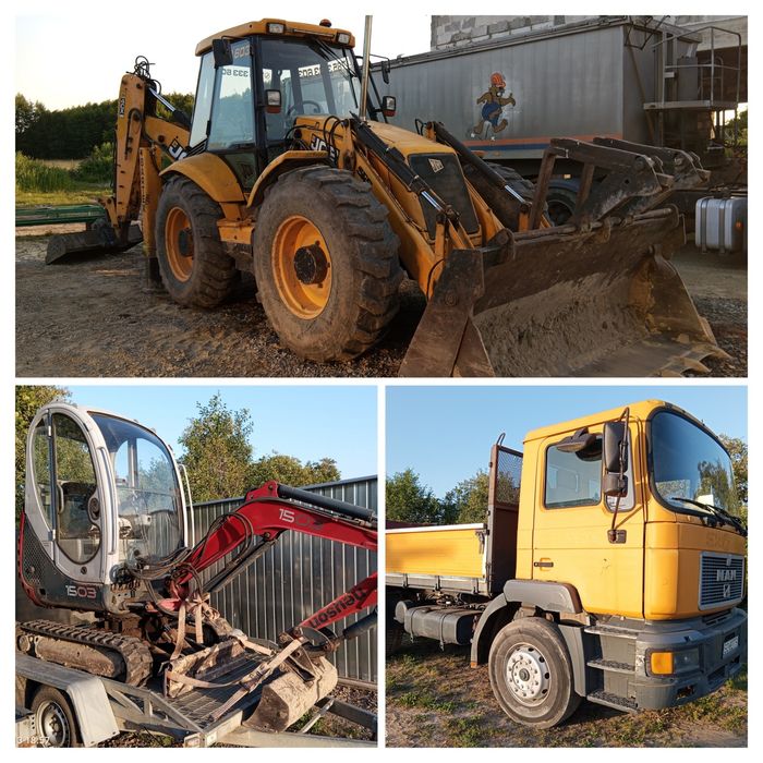Usługi koparko ładowarką Minikoparka Wywrotka Wyburzenia Odśnieżanie
