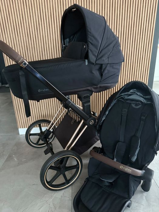 Czarny wózek cybex priam 2.0 Rose Gold 3w1 gondola spacerówka
