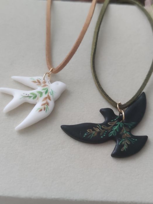 Підвіска пташка чокер Ластівка Горлиця прикраси на шию
