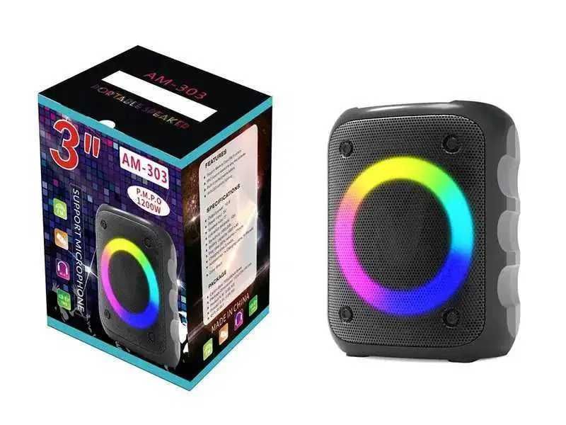 Радиоприемник Колонка Bluetooth AM-303 8166 с LED- подсветкой USB-порт