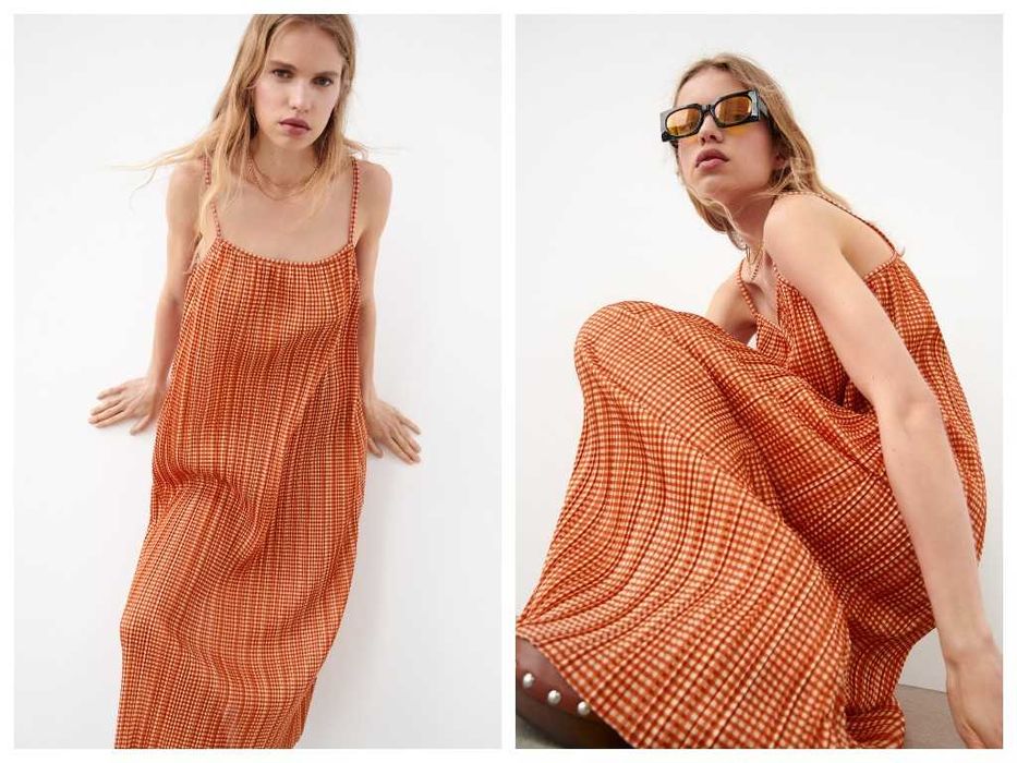 Плиссированный макси сарафан Zara