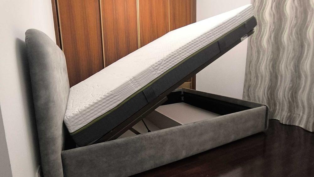 Antarte Double Bed (Integrated Headboard) + Emma Diamond Hybrid Premium Mattress (160x200) — Like New!