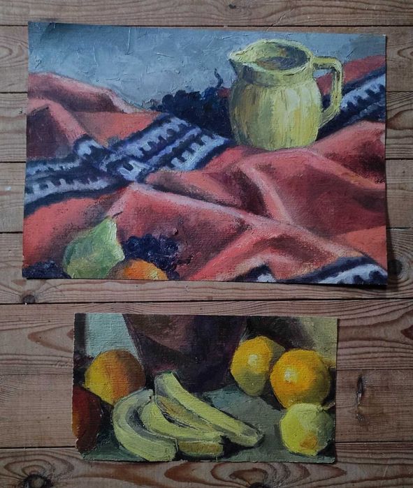 Lote de 2 estudos de Atelier - Óleos sobre papel espesso, cerca 1940