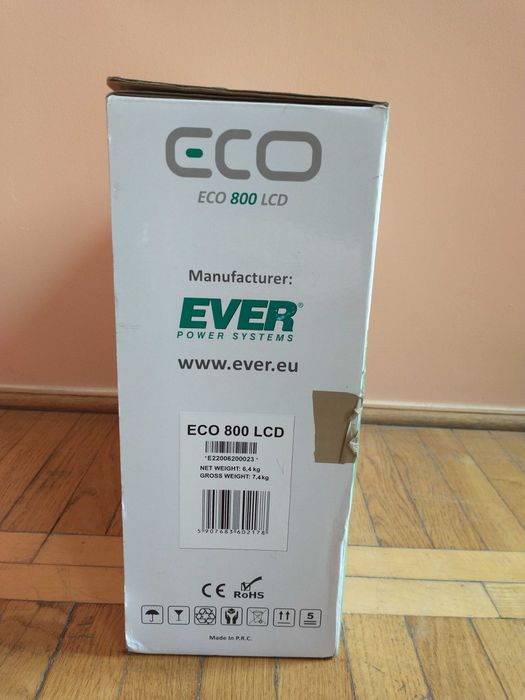 UPS Ever Eco 800 500W LCD Czarny Bez Akumulatorów