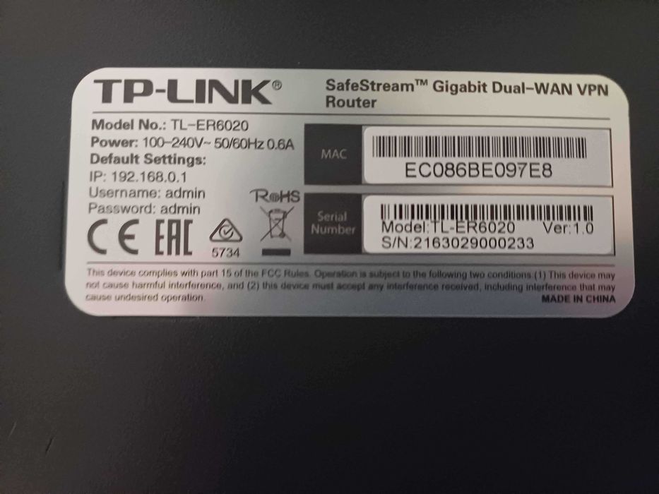 Switch TP-Link TL-ER6020 Gigabit Ethernet