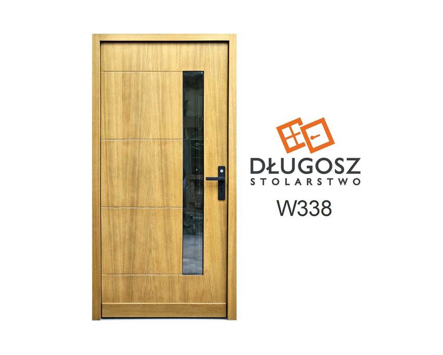 Drzwi DŁUGOSZ zewnętrzne nowoczesne drewniane dąb naturalny GOTOWE