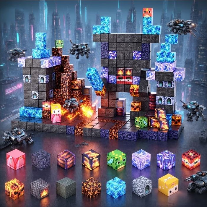 Магнітний конструктор в стилі Minecraft  магнітні кубики