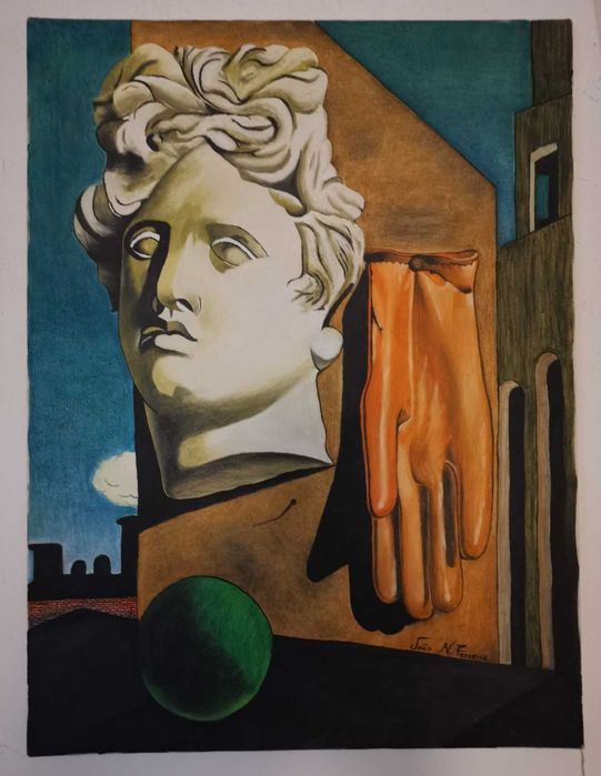 Reprodução em ÓLEO sobre TELA de uma Obra de Giorgio Chirico "Canção de Amor"