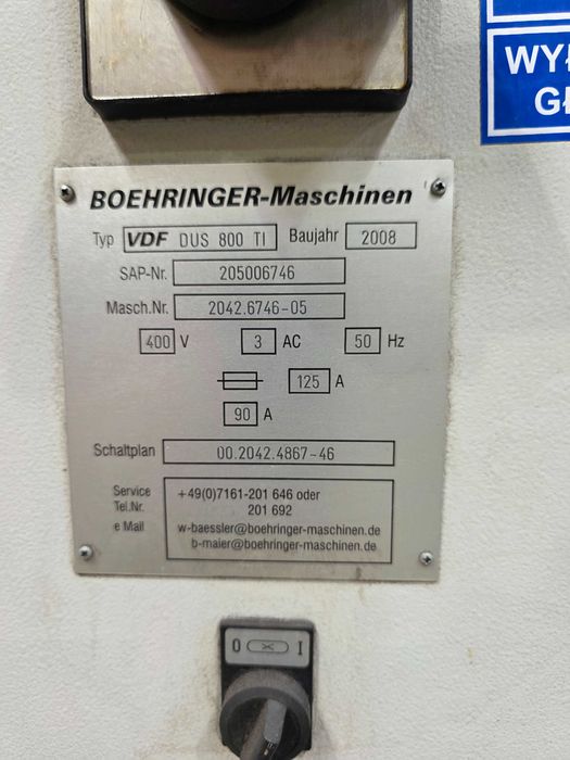 Tokarka CNC Boehringer VDF DUS 800x3m