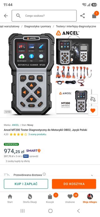 Ancel MT200 Tester Diagnostyczny do Motocykli OBD2, Język Polski