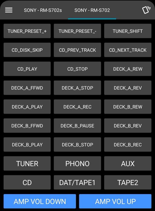 Пульт як SONY RM-S702