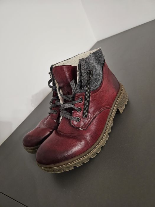 Botki skóra naturalna wełna Rieker