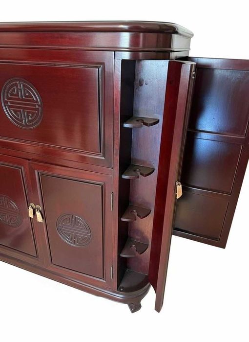 Móvel Bar Chinês em Pau-Rosa — Entalhado "Longevidade" (Shou)