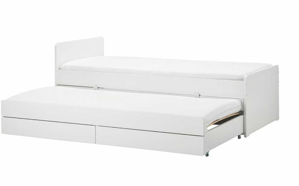 Cama dupla com gavetas de arrumação - Branca