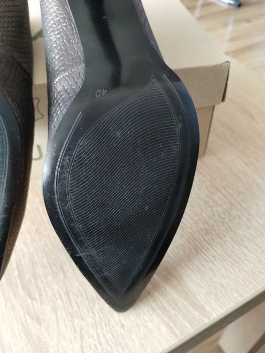 Szpilki czółenka damskie skórzane eleganckie brązowe 40 quazi