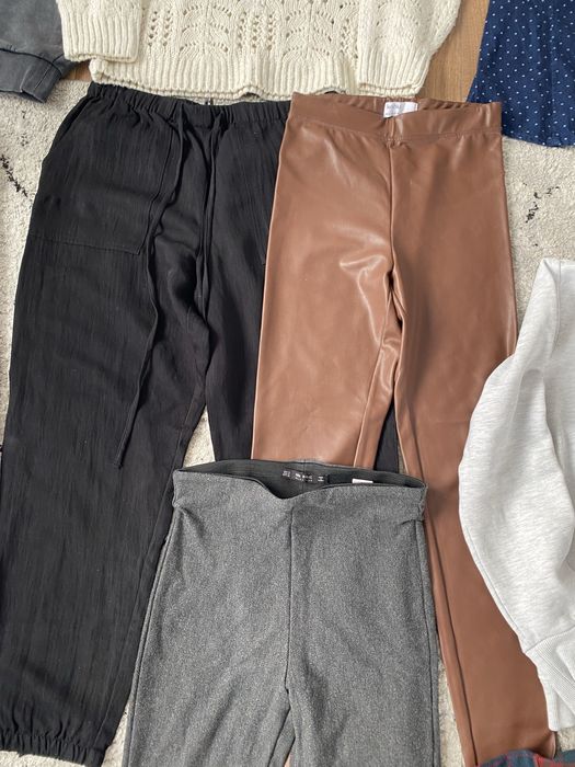 Zestaw spodnie leginsy sweterki xs s zara h&m tommy superdry