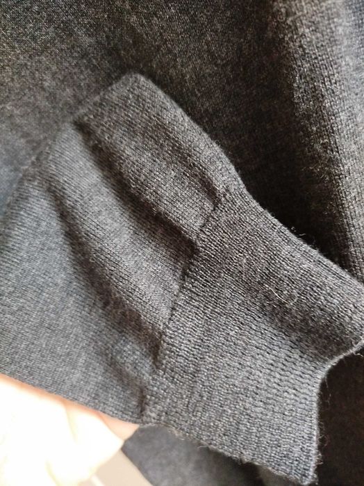 Sweter męski 100% merino czarny melanż L