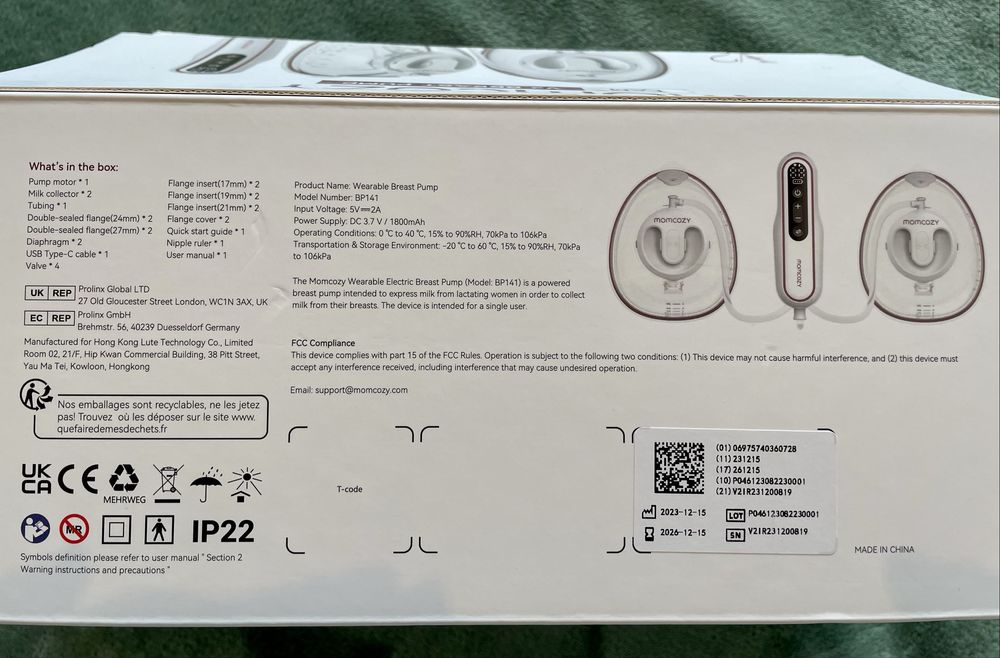 Bomba Elétrica Portátil de Extração de Leite – Momcozy V2
