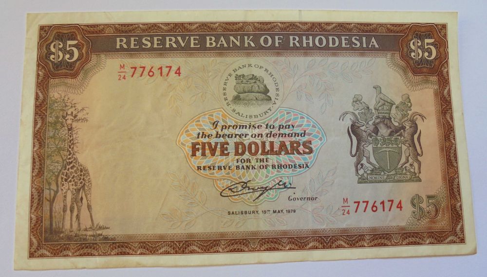 5 Dólares 1979 RODÉSIA MUITO RARA - OPORTUNIDADE