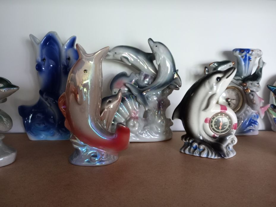 Figurki delfiny porcelana