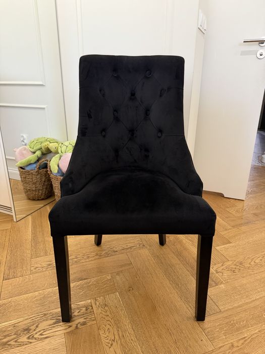 Krzesła tapicerowane Black Velvet 6 sztuk
