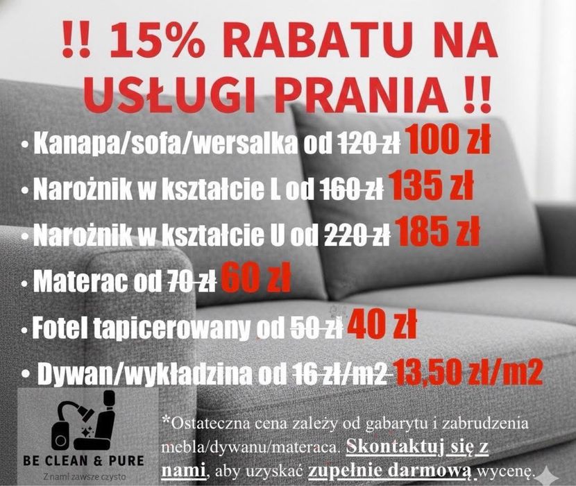 !UPUST -15%! Pranie tapicerki/dywanów/materacy | Zabrze i okolice |