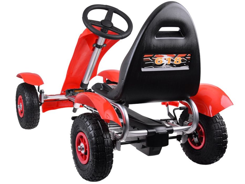 Sportowy Gokart zielony na pedały pompowane koła SP0209