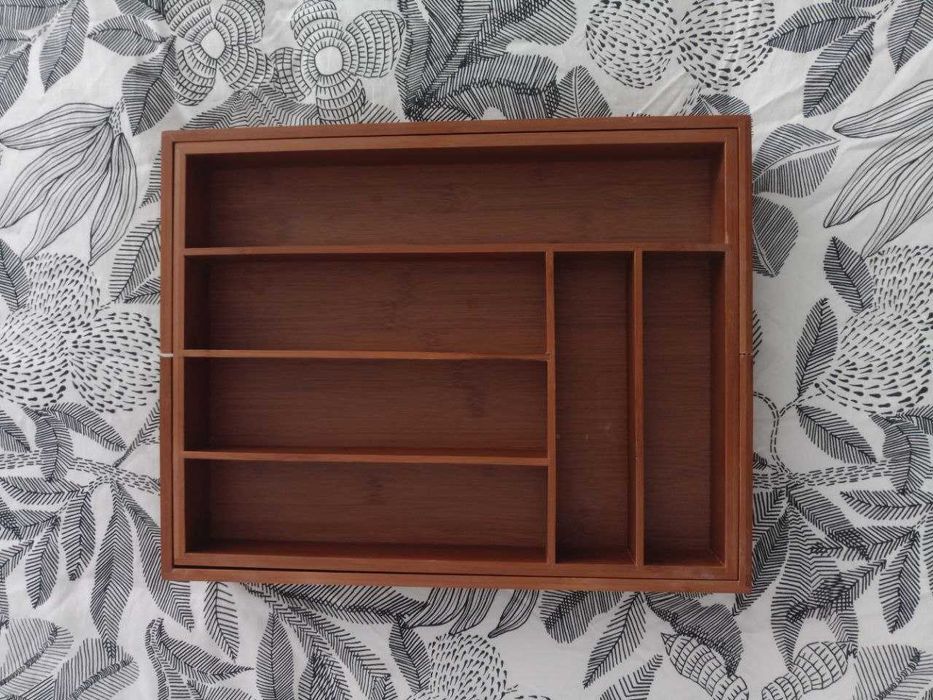 Bandeja para talheres extensível bambu