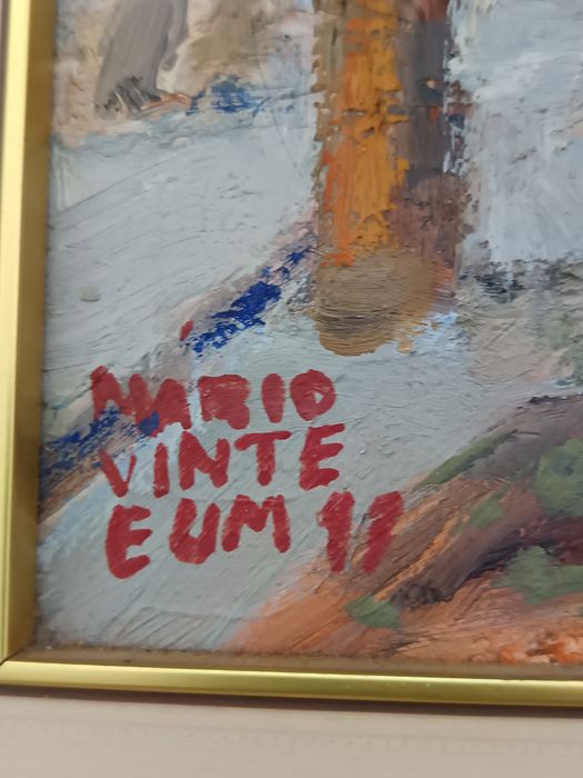 "Chiado" e  "Rossio"  Dois quadros a óleo de Mário Vinte e Um