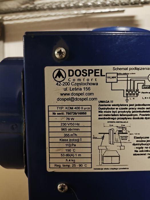 Wentylator kominkowy DOSPEL KOM 400 II