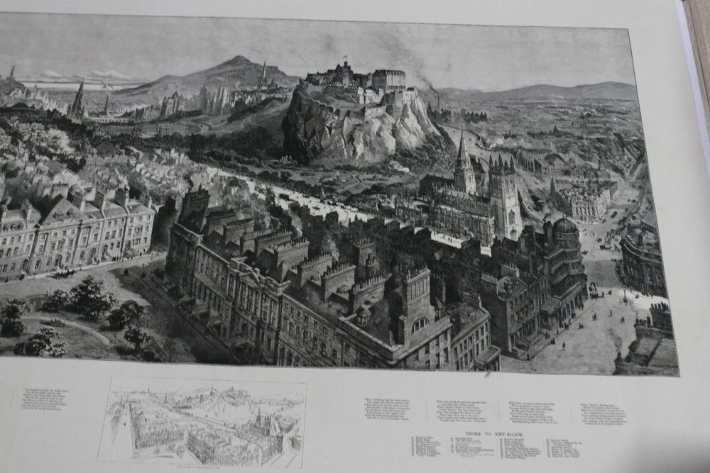 Reprodução impressa de Mapa de Edimburgo de 1886