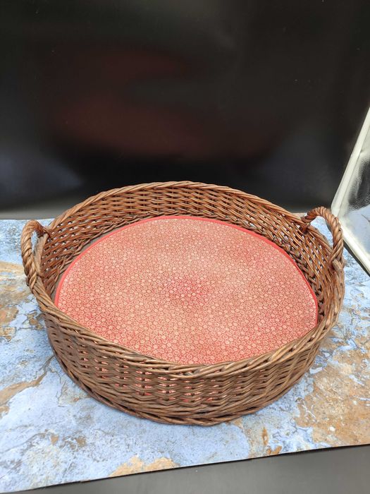 Duża wiklinowa taca do serwowania - Design - vintage