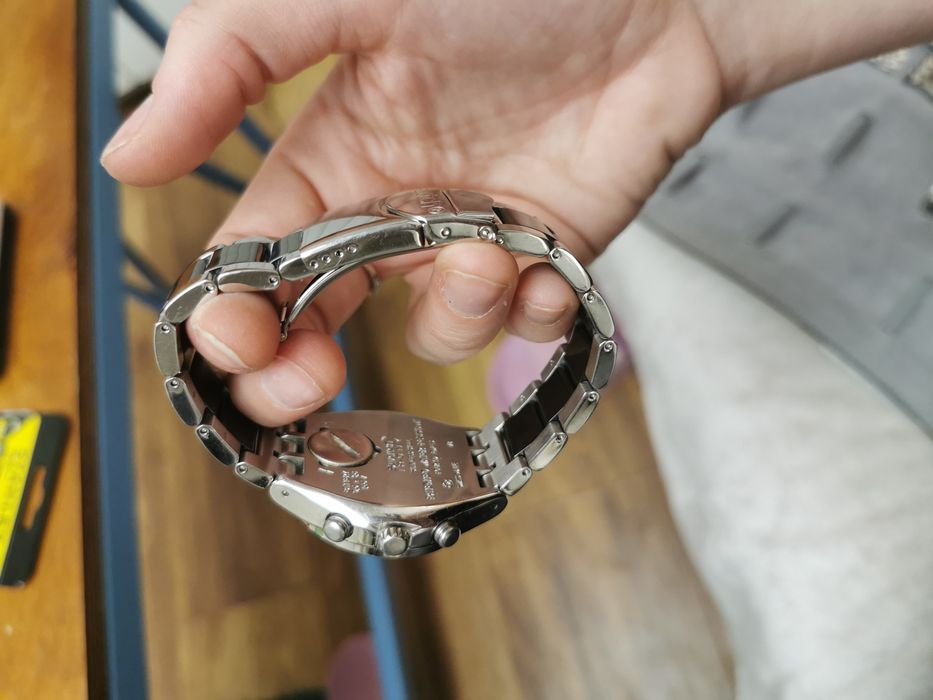 Zegarek swatch irony chrono srebrny czarny że stoperem