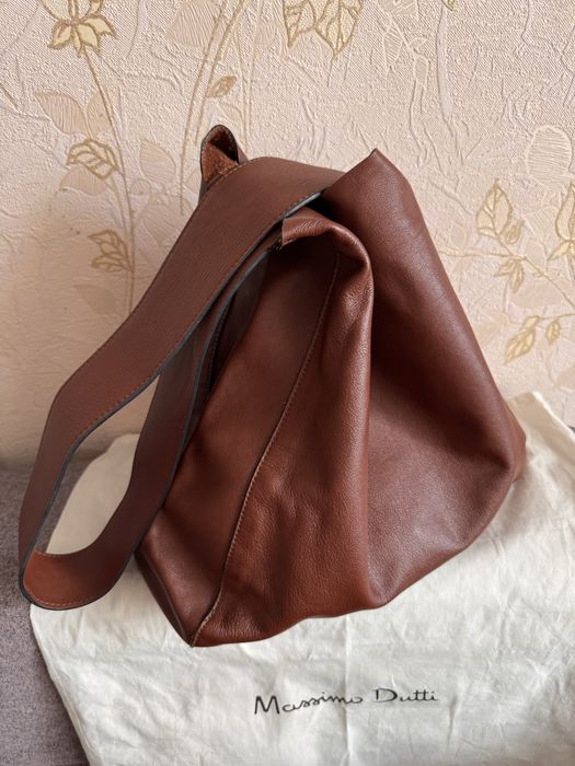 Шкіряний шопер massimo dutti